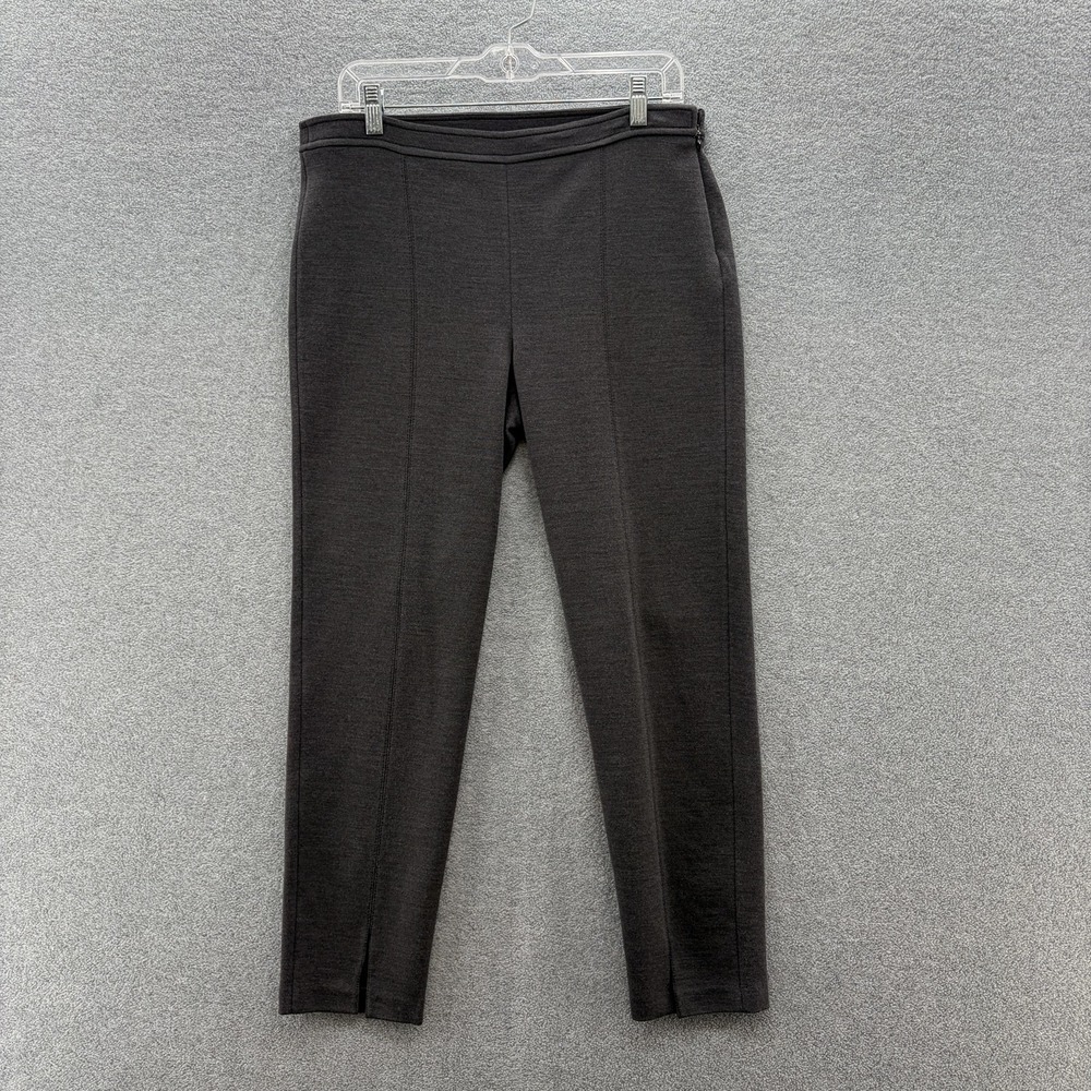 St John Pants Womens 8 Gray Knit Slim Split Ankle Front Seam Dress Pant